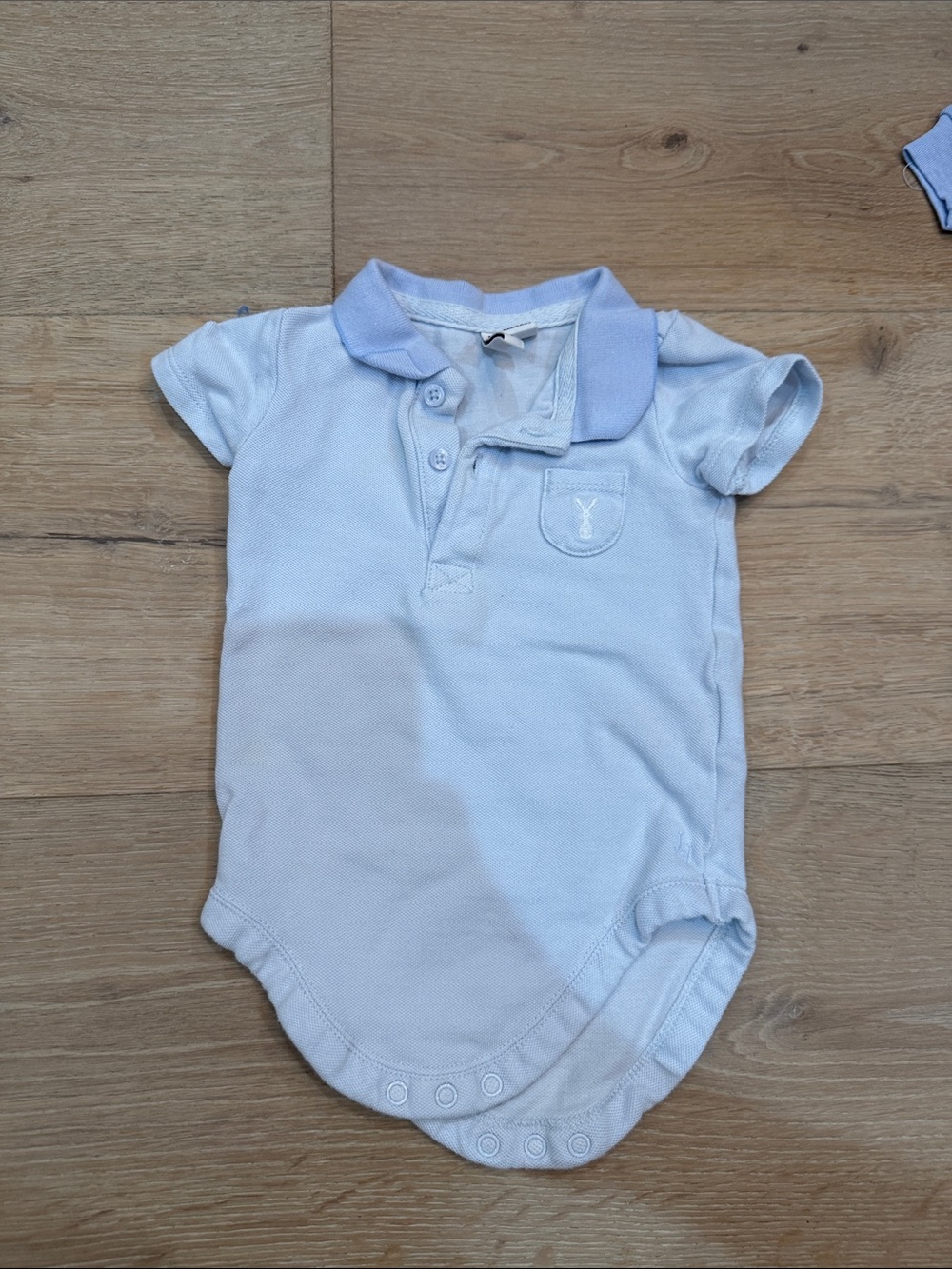 Janie and Jack Pale Blue Polo Onesie with Embroidered Pocket